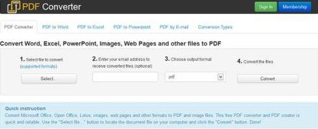 FreePDFConvert - web utility per convertire documenti in file PDF o immagini