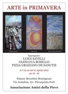 “Arte in Primavera”, Luigi Savelli, Pizza Graziano De Santis di Radio 105 e Gianluca Bosello, Forlì