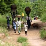 People on a Road in DRC Rainforest