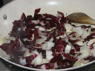 Reginette con capesante all'arancia e crema di radicchio