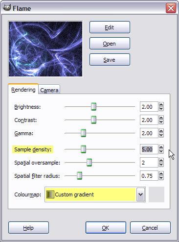 Set options render tab