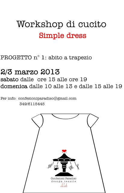 WORKSHOP CUCITO Simple Dress - sessione straordinaria -