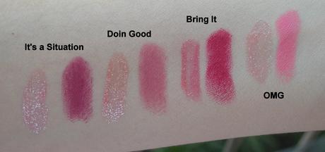 Review: MUA Lip Boom in Doin Good, OMG, It's a Situation, Bring It