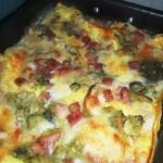 lasagna con broccoli e prosciutto cotto a dadini ini