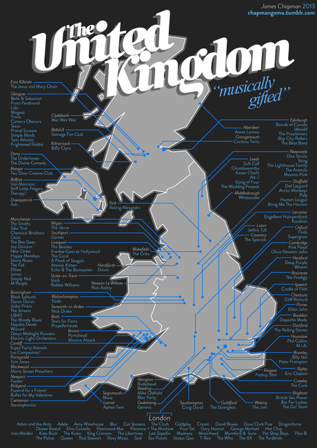 Map of UK music