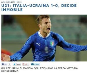 Ciro Immobile sul sito www.vivoazzurro.it