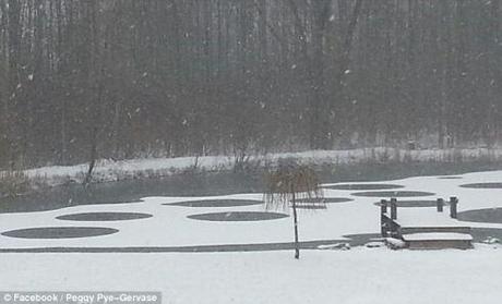 Foto del lago di Eden con i cerchi nel ghiaccio