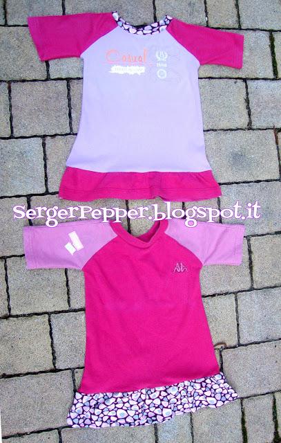 Pink refashion (FREE PATTERN) - Raglan Shirts with Skirt - Maglie rosa con la gonna!