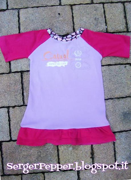 Pink refashion (FREE PATTERN) - Raglan Shirts with Skirt - Maglie rosa con la gonna!