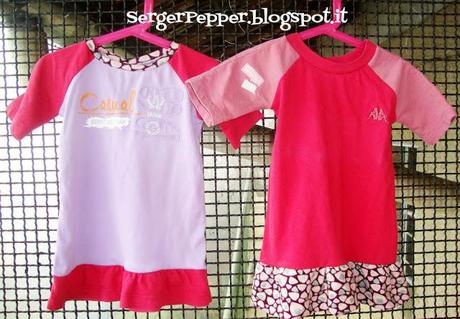 Pink refashion (FREE PATTERN) - Raglan Shirts with Skirt - Maglie rosa con la gonna!