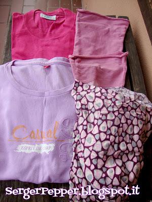 Pink refashion (FREE PATTERN) - Raglan Shirts with Skirt - Maglie rosa con la gonna!