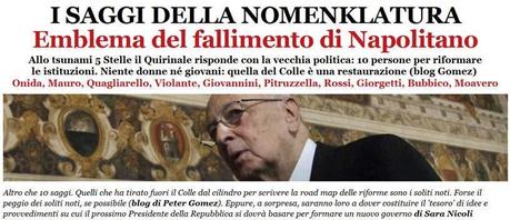 Napolitano Presidente indegno e gli errori del M5S