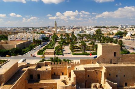 View of Fort Ribat of Harthema and the town of Monastir, Tunisia. Image shot 2007. Exact date unknown.