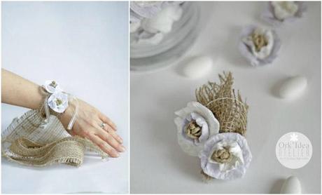 ECO-CERIMONIE: COME FARE BRACCIALE E FIORE ALL'OCCHIELLO IN CARTA DA IMBALLO/ Eco-wedding: how to do scrap paper flowers bracelet and boutonnière