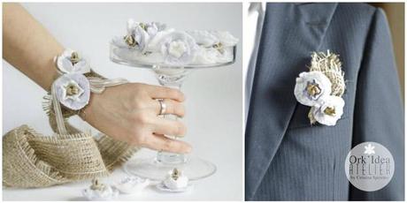 ECO-CERIMONIE: COME FARE BRACCIALE E FIORE ALL'OCCHIELLO IN CARTA DA IMBALLO/ Eco-wedding: how to do scrap paper flowers bracelet and boutonnière