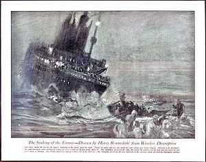 Sinking of the Titanic, drawn from wireless de...