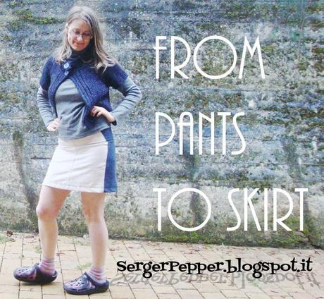 SergerPepper-From Pants To Skirt Refashion - Self Drafted Pattern