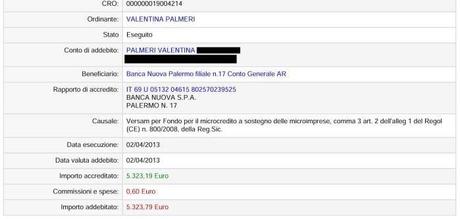 Ecco il bonifico di questo mese del deputato dell'Ars Valentina Palmeri