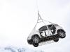 Ponte di Legno (Brescia) 04/04/2013. Fiat Panda trasportata in elicottero sul ghiacciaio della Presena a quota 3000 mt, in occasione dell'esibizione di scherma 