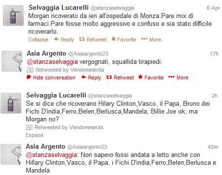 Morgan: Asia Argento contro Selvaggia Lucarelli (insulti su Twitter Mood: ON)