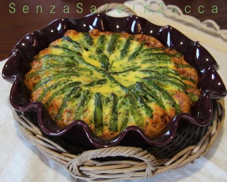 E' arrivata la primavera (almeno nei piatti): clafoutis di asparagi, taccole e piselli.