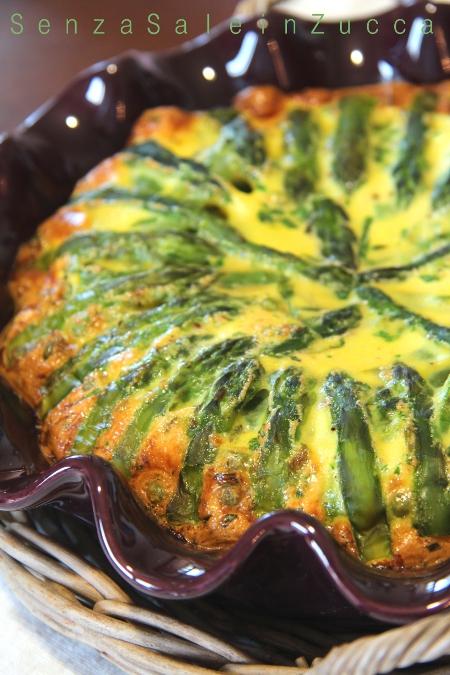 E' arrivata la primavera (almeno nei piatti): clafoutis di asparagi, taccole e piselli.