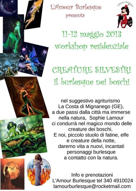 Il corso di burlesque nei boschi di L'Amour Burlesque condotto da Sophie Lamour