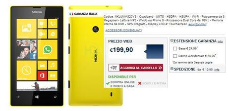 La distribuzione del Nokia Lumia 520 online con Unieuro