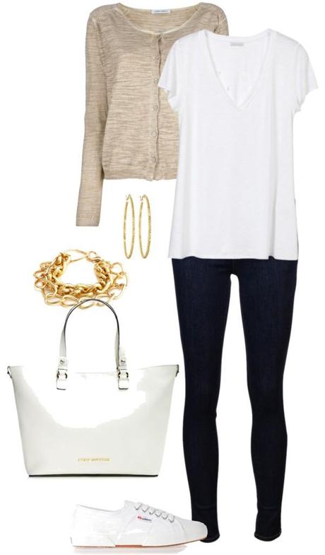 Look da giorno: white, beige and chains