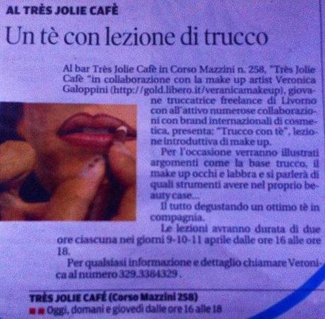 Foto: Uno dei tre articoli pubblicati sul Tirreno di Livorno per l evento creato al Tres Jolie Café ...