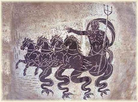 Poseidone doma i cavalli marini