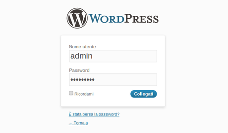 wordpress pannello di log in