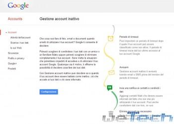 Google: gestione account inattivo
