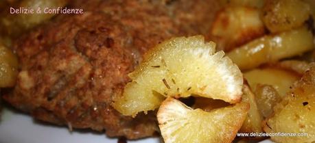 Polpettone alla manioca con manioca e patate al forno