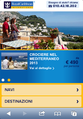 ROYAL CARIBBEAN: VERSIONE MOBILE DEL SITO