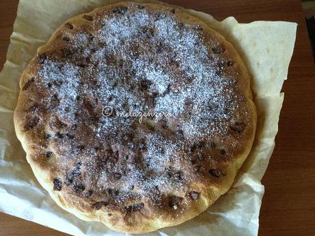 focaccia dolce a lievitazione naturale, con gocce di cioccolato