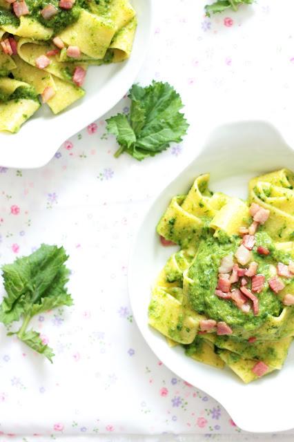 Pappardelle cime di rapa e pancetta