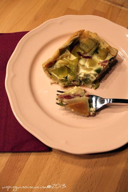 Quiche ai porri e speck con yogurt