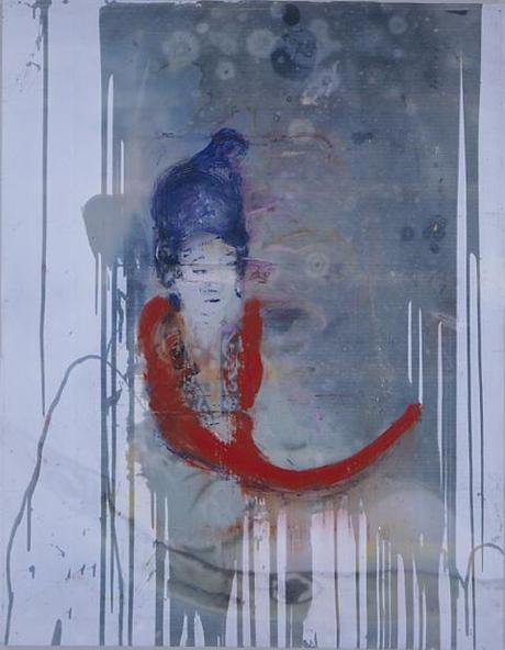 JULIAN SCHNABEL, Untitled (Blue Japanese Girl), 2004, Olio, cera e resina su poliestere, Collezione privata