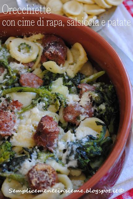 Orecchiette (al forno) con cime di rapa, salsiccia e patate