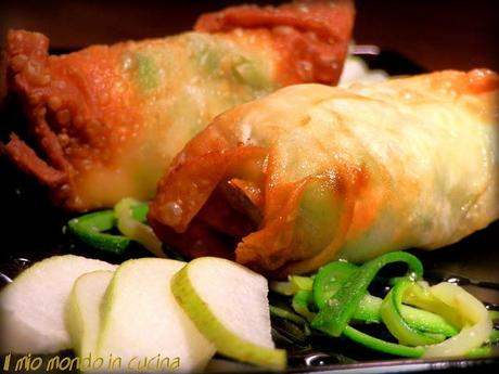 INVOLTINI FRITTI DI PISELLI, PATATE E GORGONZOLA in agrodolce