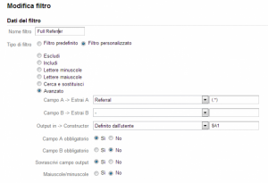 Google Analytics: configurare referring url completi