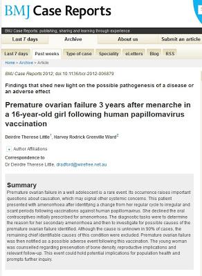Ragazza sedicenne con insufficienza ovarica prematura dopo il vaccino contro il papilloma virus