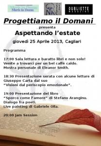 Progettiamo il domani presenta “Aspettando l’estate”, giovedì 25 aprile, Cagliari