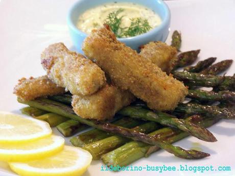 Aromi Primaverili - Bastoncini di Pesce all'Aneto con Asparagi Grigliati or Homemade Dill Scented Fish Fingers with Grilled Asparagus