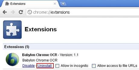 Come rimuovere Babylon toolbar e web search da Google Chrome