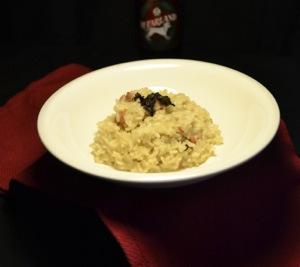 risotto alla pancetta e tè affumicato Lapsang Souchong