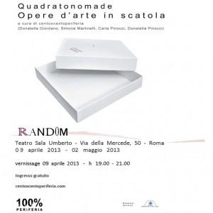 “Random”, secondo appuntamento di Quadratonomade dal 9 aprile al 2 maggio 2013, Roma