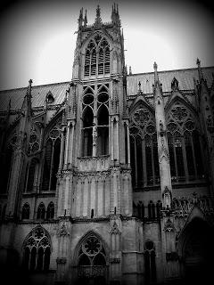 La cattedrale di Metz in bianco e nero.