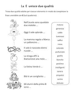 Schede didattiche: e congiunzione, è verbo.